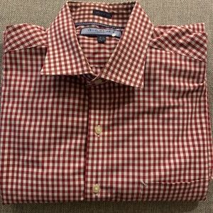 Tommy Hilfiger Shirt Large Long Sleeve Red/Cream